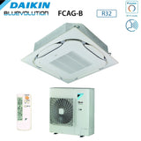 climatizzatore condizionatore daikin bluevolution a cassetta round flow 36000 btu fcag100b r 32 wi fi optional con comando a filo e griglia