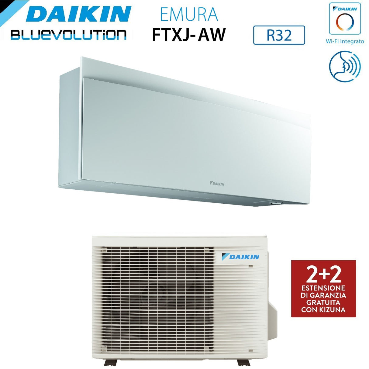 climatizzatore condizionatore daikin bluevolution inverter serie emura white iii 9000 btu ftxj25aw r 32 wi fi integrato classe a___ garanzia italiana