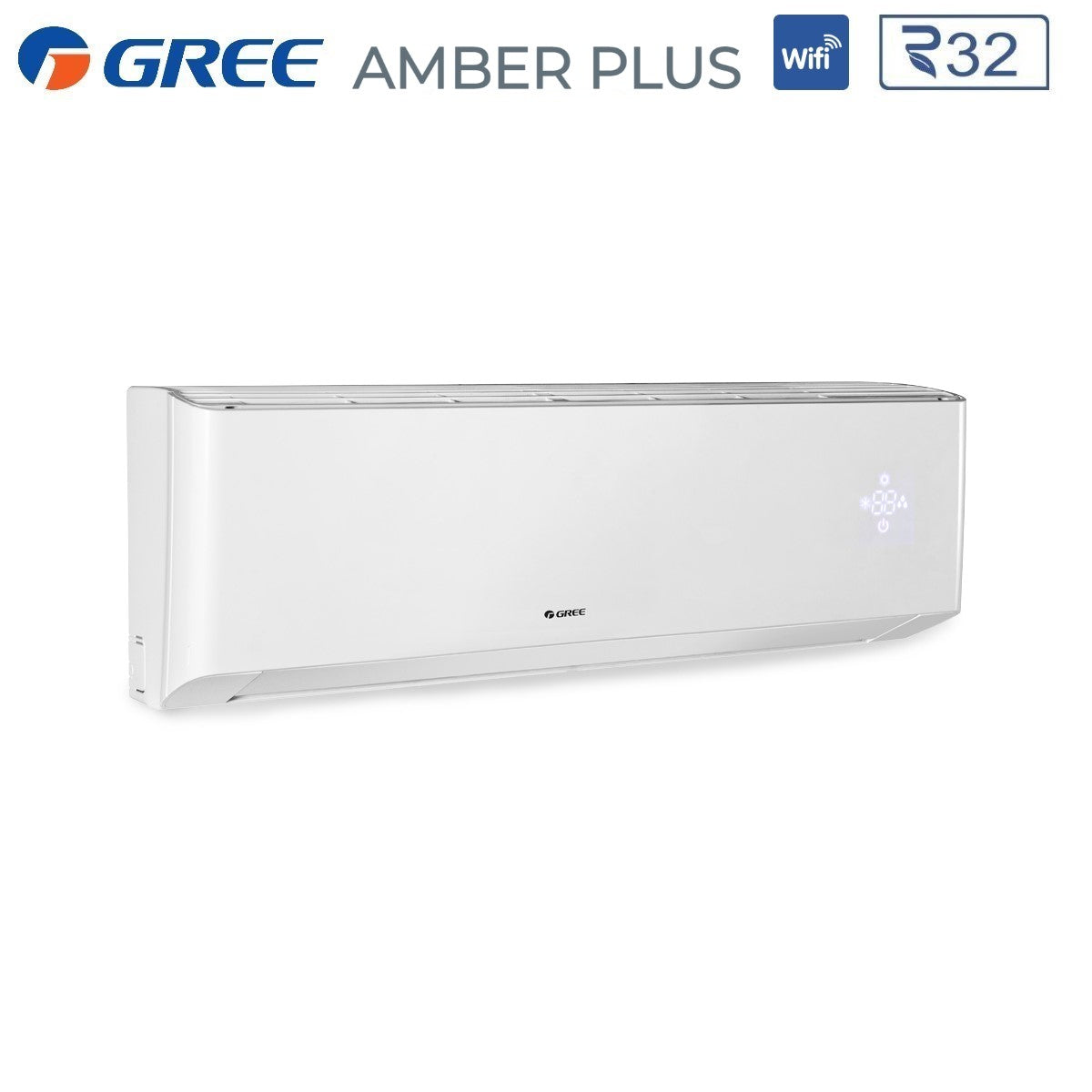 climatizzatore condizionatore gree dual split inverter serie amber plus 12_18 con gwhd 24 nk6oo r 32 wi fi integrato 12000_18000