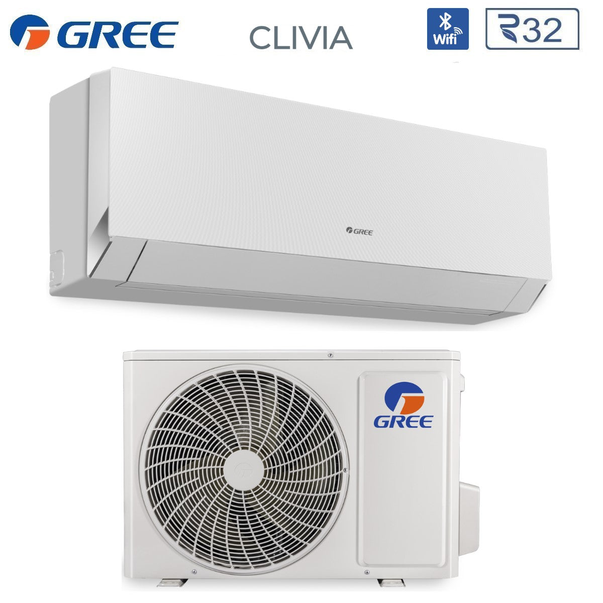 climatizzatore condizionatore gree inverter serie clivia white 12000 btu gwh12aucxb k6dna1a i r 32 wi fi integrato a__ a_ colore bianco