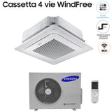 climatizzatore condizionatore samsung inverter cassetta a 4 vie windfree 18000 btu ac052nn4dkh monofase r 410 wi fi optional con comando wireless e pannello incluso