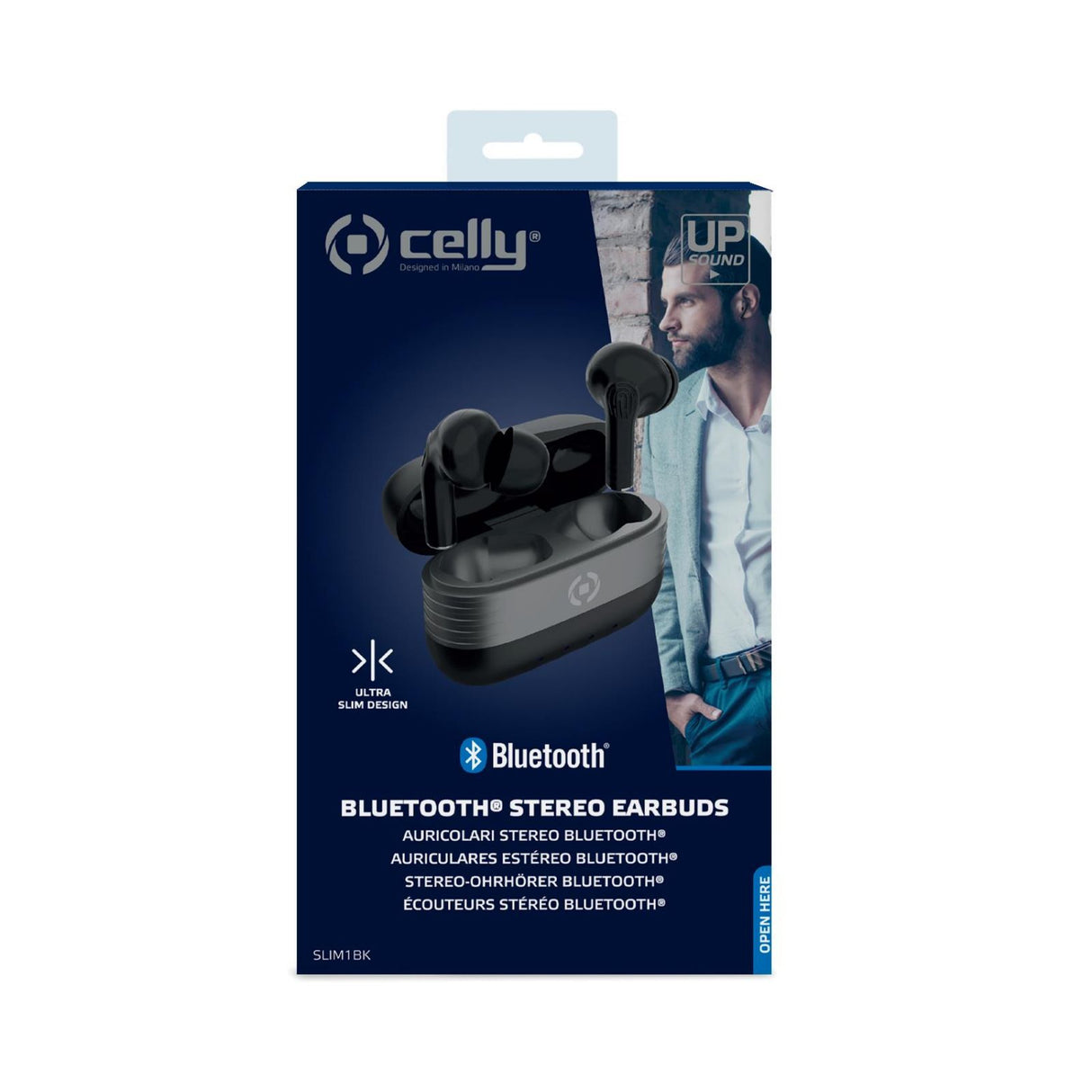 cuffie auricolari buetooth celly slim1 colore bianco custodia di ricarica rigida usb c copia