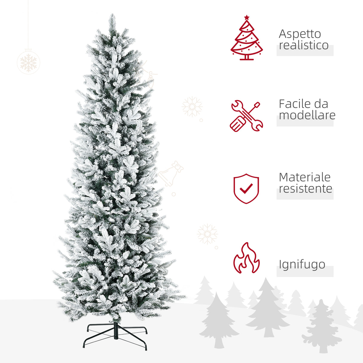 easycomfort easycomfort albero di natale innevato 225cm con 988 rami e base in acciaio per interni con apertura automatica