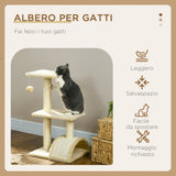 easycomfort easycomfort albero per gatti a 3 livelli con tiragraffi peluche e sisal 40x35x72 cm crema