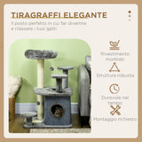 easycomfort easycomfort albero tiragraffi per gatti con lettino e casetta in peluche pali in sisal 60x48x92 cm grigio