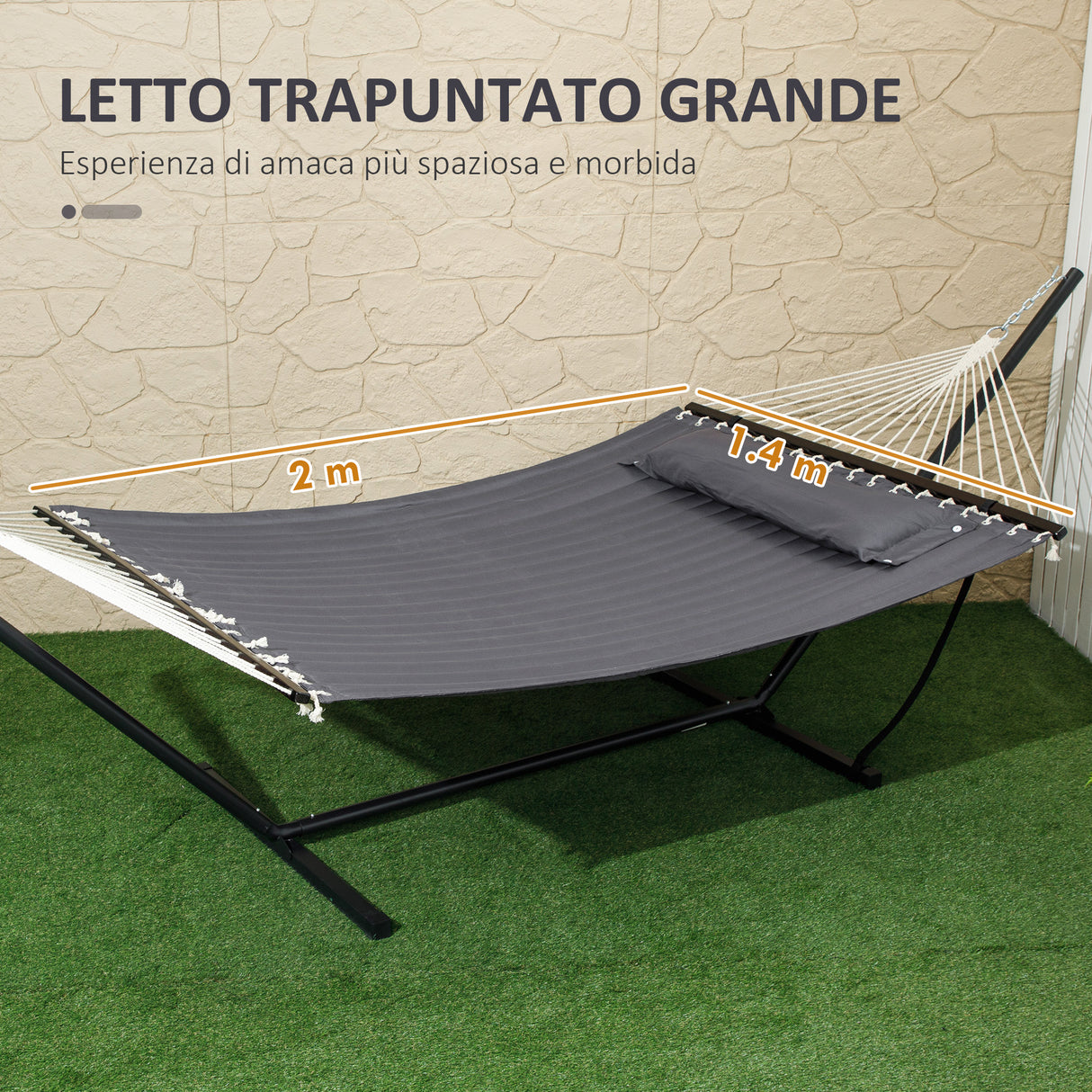 easycomfort easycomfort amaca da giardino portatile con cuscino integrato in cotone poliestere e acciaio 368x93x110 cm grigio scuro
