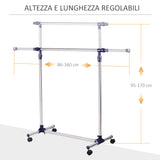 easycomfort easycomfort appendiabiti stender porta abiti singolo per vestiti in acciaio inox su ruote larghezza e altezza regolabili ean 8054111842938