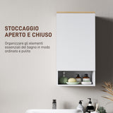 easycomfort easycomfort armadietto bagno a muro con mensole regolabili e ripiano aperto in legno e mdf 40x27x77 cm bianco