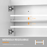 easycomfort easycomfort armadietto con specchio a muro luci a led ripiano aperto e ripiano interno 80x15x60cm