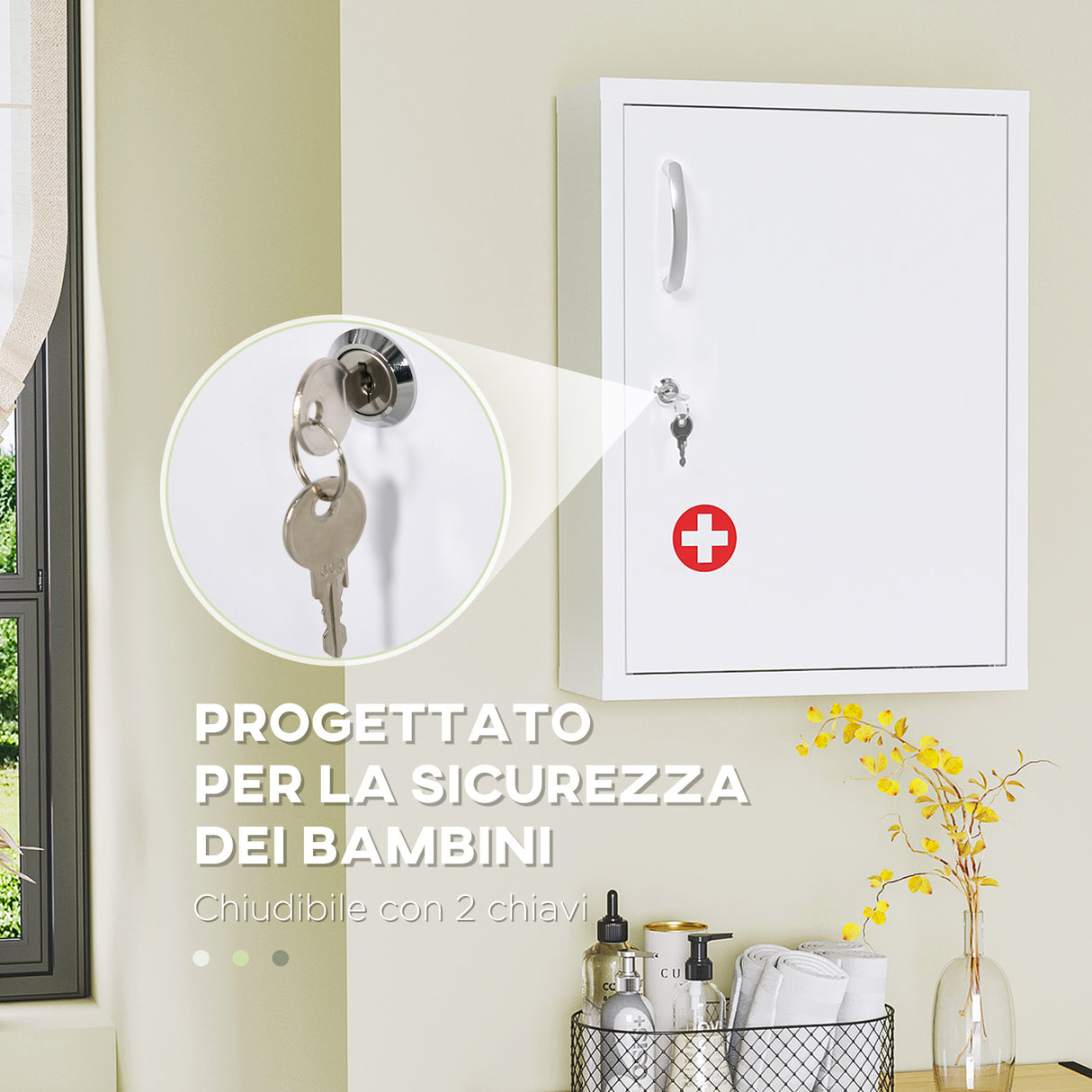 easycomfort easycomfort armadietto medicinali a 3 ripiani con serratura e 2 chiavi in acciaio 40x15x53 5 cm bianco