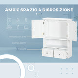 easycomfort easycomfort armadietto pensile bagno a 2 ante con ripiano aperto e 2 cassetti in legno bianco