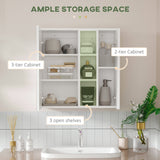 easycomfort easycomfort armadietto specchiera bagno 2 ante con ripiani aperti e mensole regolabili 60x20x61cm bianco