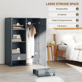 easycomfort easycomfort armadio moderno con 2 cassetti ripiani aperti e vano appendiabiti 80x50x124 cm grigio scuro