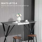 easycomfort easycomfort bancone bar tavolo alto stile industriale effetto marmo legno e acciaio 120x60x102 cm nero