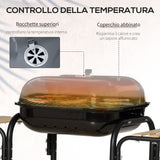 easycomfort easycomfort barbecue a carbone con coperchio ripiani e ruote completo di spatola pinza e coltello nero