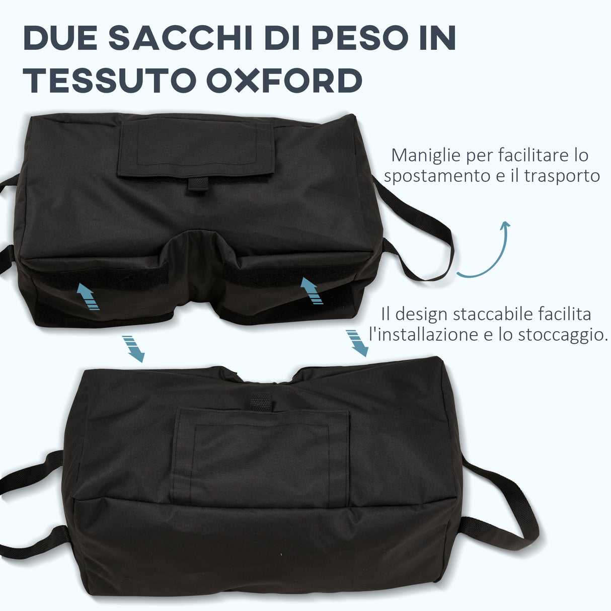 easycomfort easycomfort base per ombrellone a sacco riempibile con 50 kg di sabbia in plastica e tessuto oxford 50x25x18 cm nero