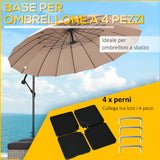 easycomfort easycomfort base per ombrellone da 4 pezzi riempibili con acqua o sabbia e ganci di connessione nero