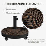 easycomfort easycomfort base per ombrellone da giardino rotonda a 4 ruote con freni in acciaio e resina 52x41 cm bronzo e nero