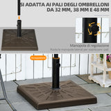 easycomfort easycomfort base per ombrellone di 19kg per pali da 32mm 38mm e 48mm resina e acciaio 51x51x32 cm marrone