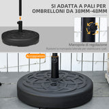 easycomfort easycomfort base per ombrellone rotonda in plastica riempibile con acqua e sabbia per pali da 38 48 mm 56 cm nero
