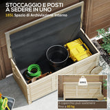 easycomfort easycomfort baule da esterno 185l a 2 ruote con telo interno e coperchio in legno di abete 110x50x50 cm color legno
