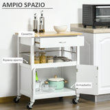easycomfort easycomfort carrello cucina con cassetto armadietto e scaffale carrellino portavivande con piano in bambu e 4 ruote bianco