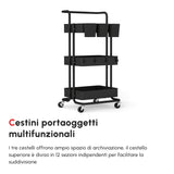 easycomfort easycomfort carrello cucina multiuso a 3 livelli con cestini e ganci rimovibili ripiano con 12 divisori nero