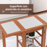 easycomfort easycomfort carrello da cucina con piano in mattonella servizio ausiliare legno metallo cromato 6 ruote cassetto ean 8054144131139