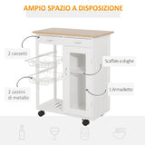 easycomfort easycomfort carrello da cucina con ruote cassetti e 2 cesti mobile da cucina salvaspazio in legno di pino bianco 70 x 37 x 85cm ean 8054144137285