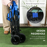 easycomfort easycomfort carrello da giardino 110l con maniglia telescopica e borsa termica da 15l in acciaio e tessuto blu