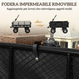 easycomfort easycomfort carrello da giardino in acciaio da 114l con sacca portaoggetti e pareti rimovibili 105x51x54 cm nero