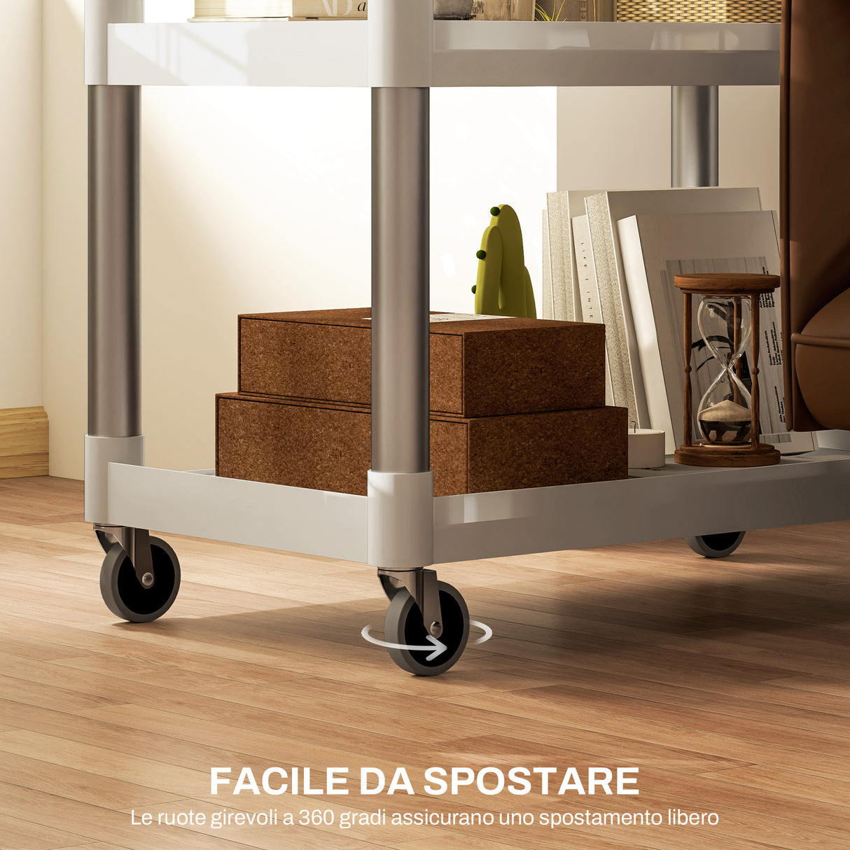easycomfort easycomfort carrello portavivande a 3 livelli in pp e lega di alluminio 88x44x93 cm bianco e argento