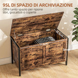 easycomfort easycomfort cassapanca in legno da 95l stile industriale con coperchio e cerniera di sicurezza 80x40x49cm marrone