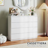 easycomfort easycomfort cassettiera 8 cassetti per camera da letto in legno con maniglie scanalate 120x39x100 cm bianco
