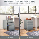 easycomfort easycomfort cassettiera da ufficio 3 cassetti in acciaio con serratura e rotelle 39x48x59cm grigio