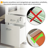 easycomfort easycomfort cassettiera ufficio a 2 cassetti con serratura e 5 ruote in truciolato 40x49x58 cm bianco