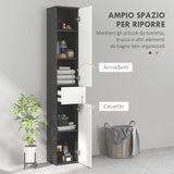 easycomfort easycomfort colonna bagno salvaspazio in legno con 2 armadietti e cassetto 30x28x180 cm nero