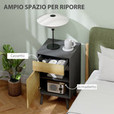 easycomfort easycomfort comodino con cassetto e armadietto moderno senza maniglie 40x39x69 cm grigio scuro e legno