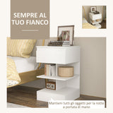 easycomfort easycomfort comodino moderno in truciolato e mdf con un cassetto e 2 ripiani 39x39x65 cm bianco