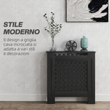 easycomfort easycomfort copritermosifoni in legno mdf traforato a croce con ripiano e fissaggio a muro 78x19x82 cm nero