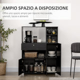 easycomfort easycomfort credenza da cucina in legno per microonde con armadietti mensole e cassetto 90x40x120 cm nero