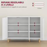 easycomfort easycomfort credenza moderna con 2 armadietti a 3 ripiani in legno 107x40x80 cm bianco