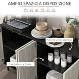easycomfort easycomfort credenza moderna con 2 armadietti e 4 ante con apertura a pressione 121x37x75cm nero
