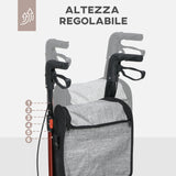 easycomfort easycomfort deambulatore ad altezza regolabile con 3 ruote e tasca portaoggetti in alluminio 68x68x86 5 99 cm rosso