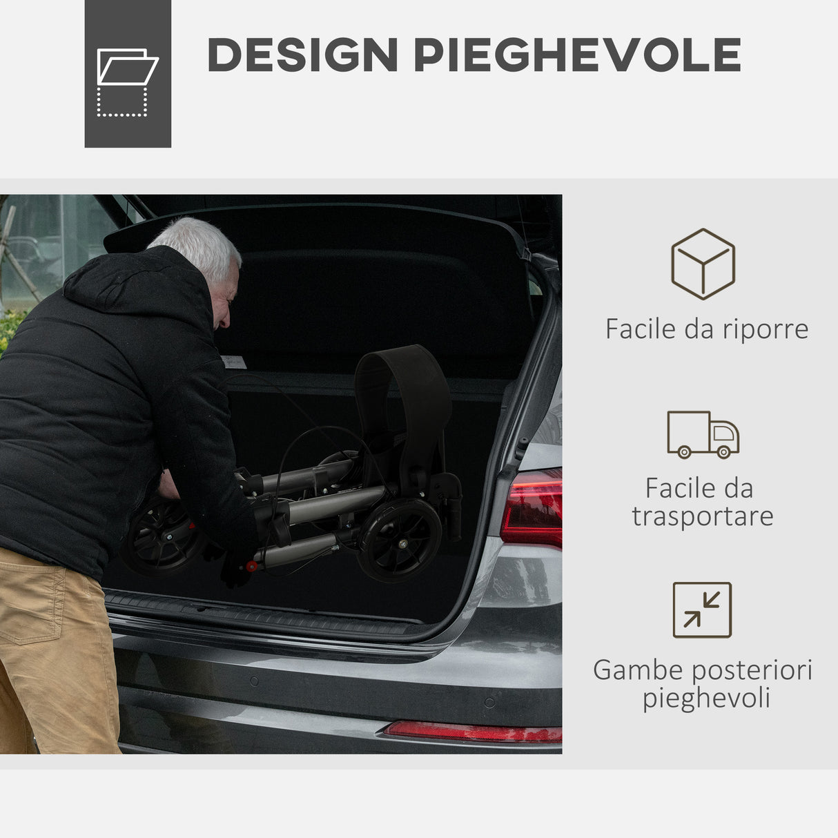 easycomfort easycomfort deambulatore pieghevole in allumino ad altezza regolabile con borsa 64x67x80 92 cm nero e argento