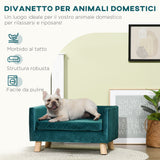 easycomfort easycomfort divanetto per cani e gatti stile scandinavo con cuscino imbottito in velluto e legno 64x45x36cm blu