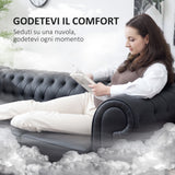 easycomfort easycomfort divano 3 posti stile chesterfield trapuntato con molle insacchettate finta pelle 213x86x79 cm nero