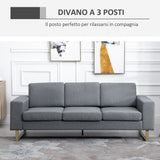 easycomfort easycomfort divano a 3 posti relax salotto con cuscini 200 82 78cm tessuto di lino grigio