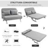 easycomfort easycomfort divano letto singolo in finta pelle con seduta regolabile in 5 posizioni 105x80x78 cm grigio chiaro