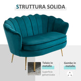 easycomfort easycomfort divano vintage 2 posti industrial chic in tessuto effetto velluto e metallo 130x77x77 cm alzavola e oro ean 8055776912905